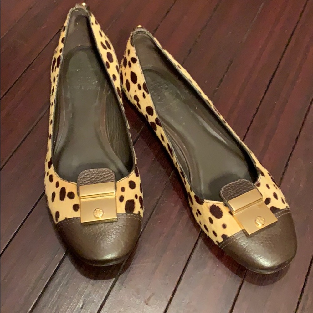 Tory Burch Cheetah Calf Hair Flats